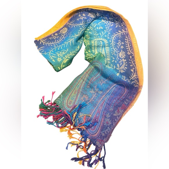 Pashmina~Rainbow Scarf/Shawl 
Multicolor Paisley 
New - Picture 1 of 6